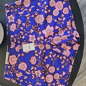 NWT J. Crew Floral High Waist Shorts Blue Pink Cotton Size 4